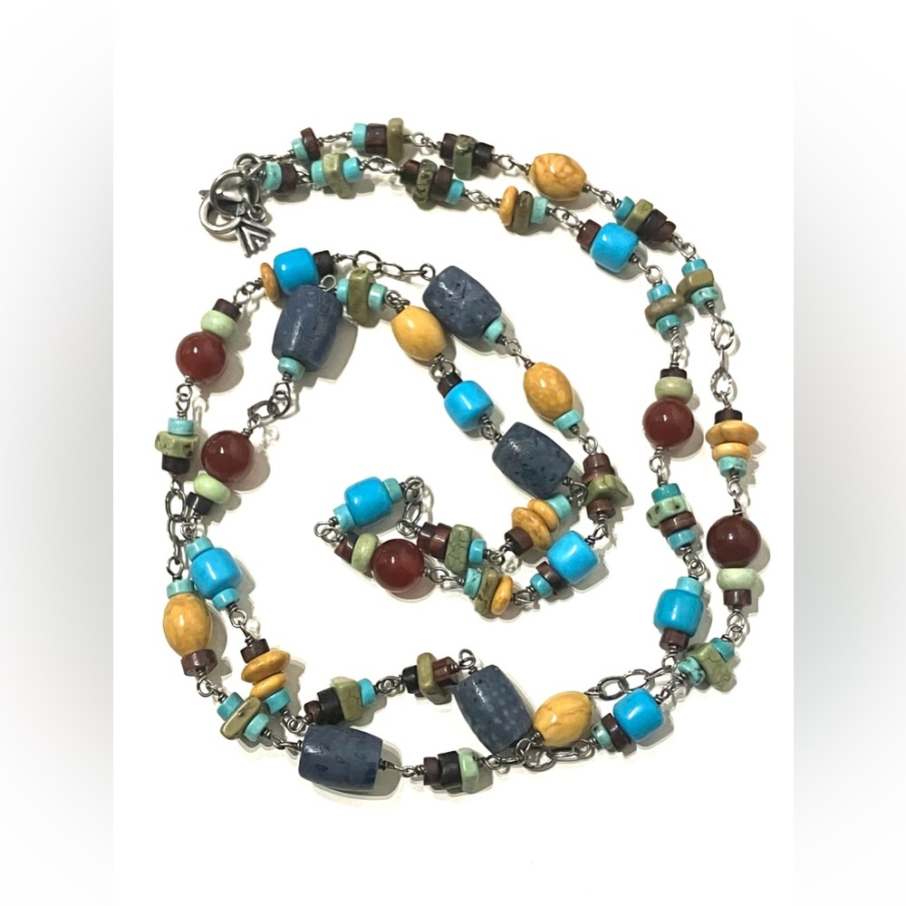 Silpada Multi Stone Sterling Long Necklace 34”